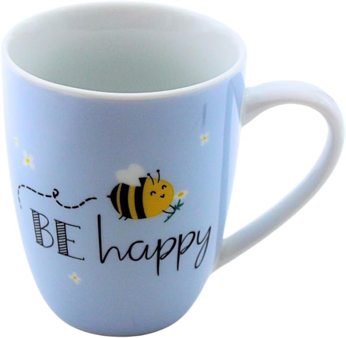 Koffiemok van porselein, motief: Bij, BE Happy afmeting H/Ø: 10 x 8 cm, inhoud 250 ml, vaatwasmachinebestendig.