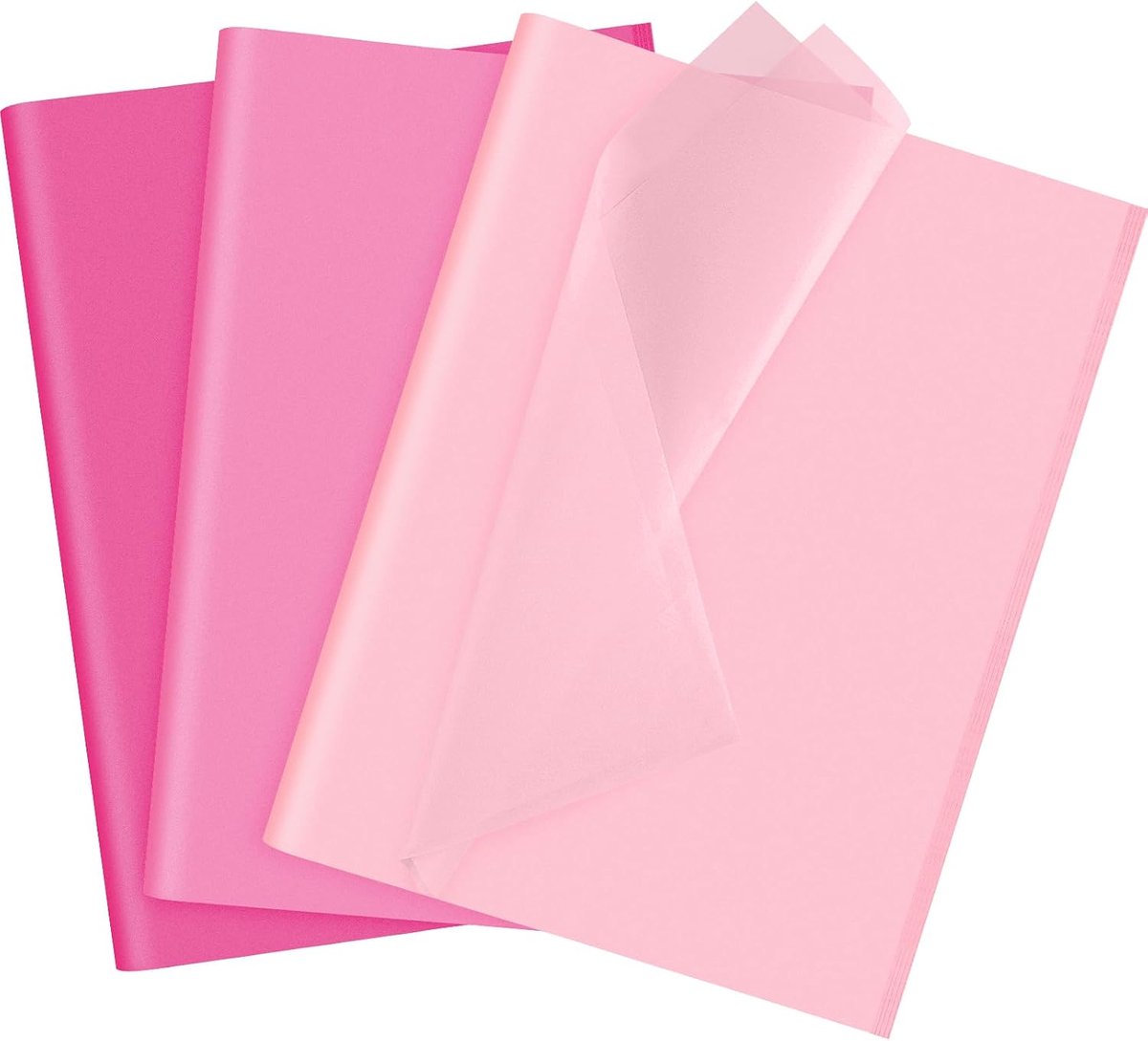 Roze gemengd vloeipapier, 60 vellen cadeaupapier, 3 kleuren, bulkverpakking, geschikt voor Kerstmis, verjaardagen, bruiloften, cadeauverpakking en decoratie