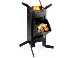 Draagbare Houtkachel voor Kamperen - Stabiele en Rookloze Rocket Stove van Hoogwaardig Staal, Ideaal voor Buitenactiviteiten zoals Hiking, Picknicken en Barbecueën