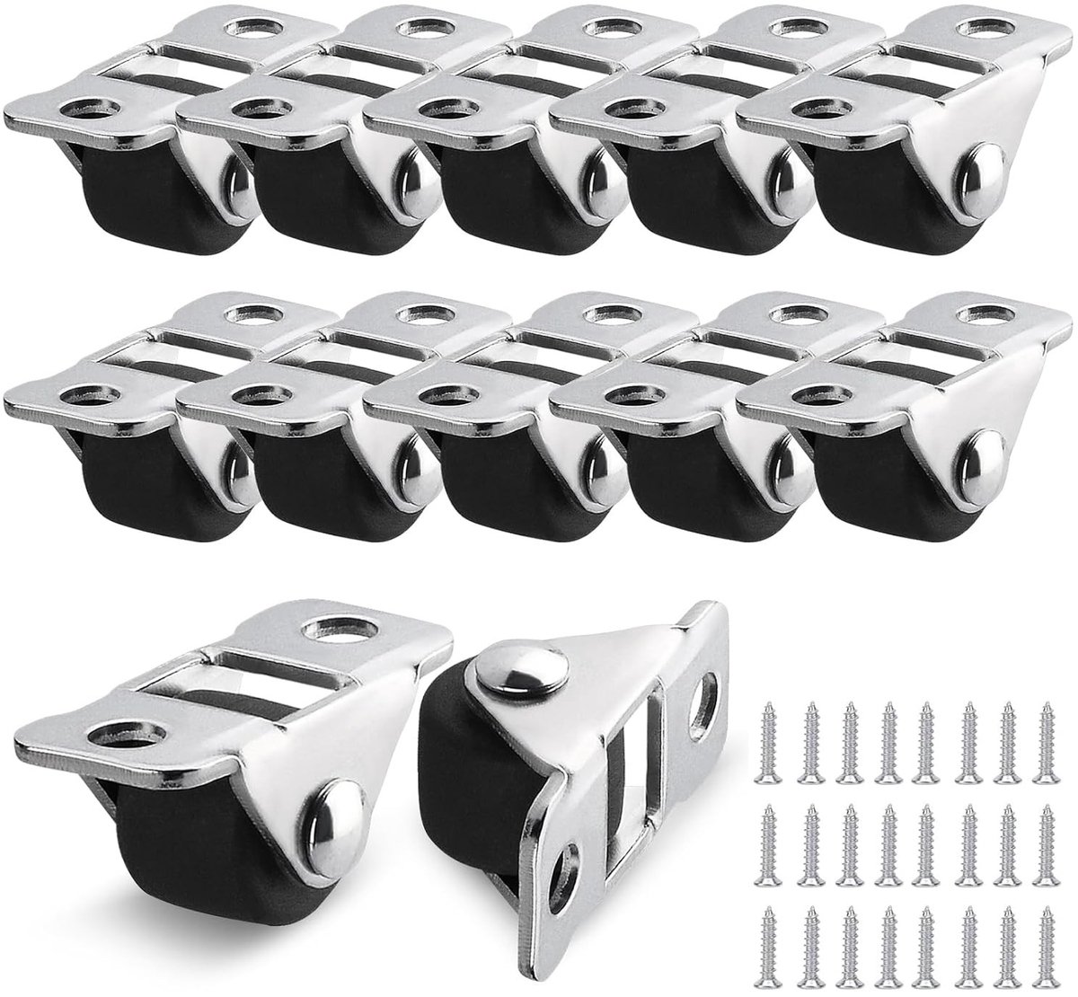 Set van 12 Rubber Meubelswielen van 1.2cm - Stille en Krasvrije Rollen voor Meubels en Gereedschapskisten tot 24kg Belastbaarheid