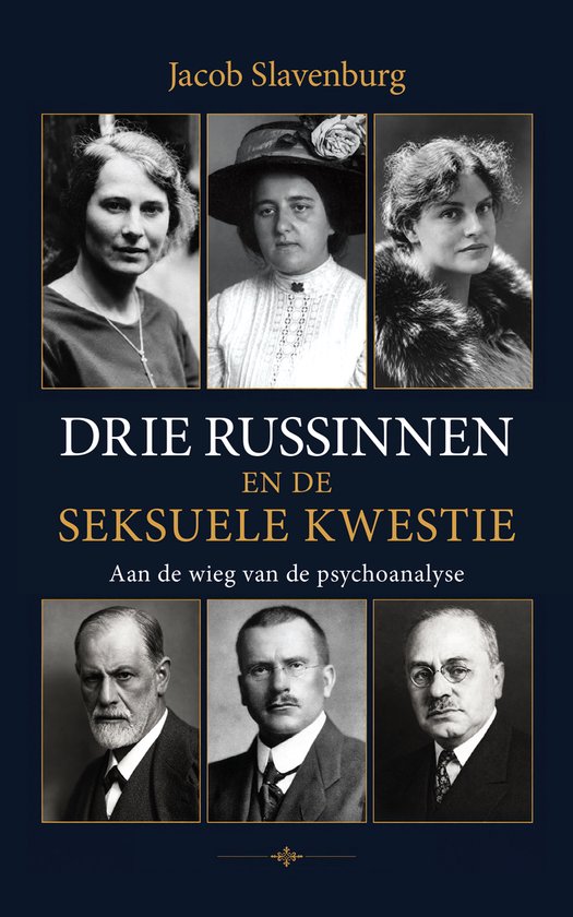 Boekomslag met portretten van drie vrouwen en drie mannen, titel: Drie Russinnen en de seksuele kwestie.