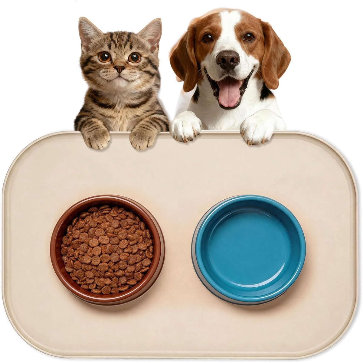 Voerbakmat voor honden, siliconen mat voor huisdieren, BPA-vrij, voer- en watermat van siliconen, gemakkelijk te reinigen, voor honden en katten, van siliconen, voer en water