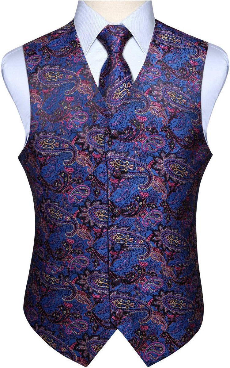 Vesten voor mannen bruiloft paisley vest bloemen jacquard stropdas zak vierkant feest formele vest pak set S-6XL