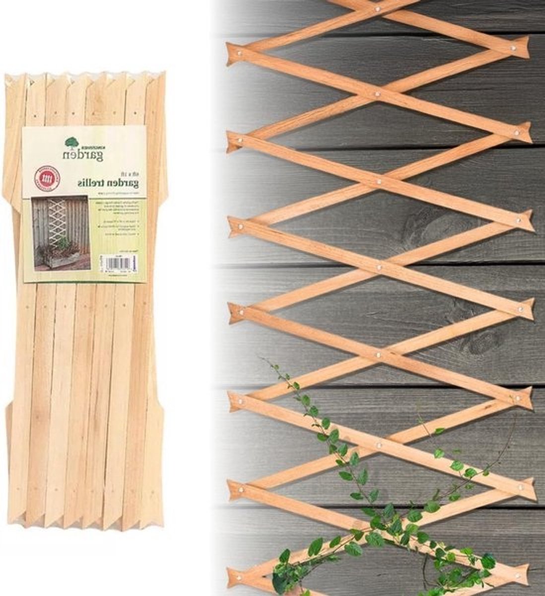 Houten Trellis Panelen - Klimplant Ondersteuning - Planten Laten Klimmen - Uitschuifbaar Ontwerp - 180 x 30 cm - Houtkleur