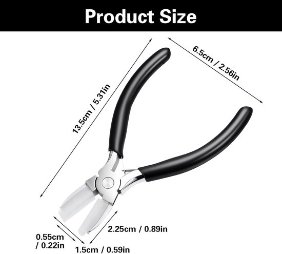 Tang, Backentang, Platte Tang, Nylon Tang voor het Maken van Sieraden, Antislip Nylon Bektang met Rubberen Handgreep voor Kralenwerk, Buigen, Vormen en Ander Handwerk, Koolstofstaal — afbeelding 3