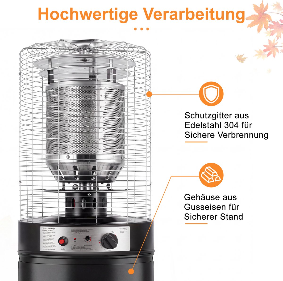 NETTLIFE Gas terrasverwarmer 5-10kW | Staande tuinverwarmer met kantelbeveiliging - piëzo-ontsteking - wielen & beschermhoes | Voor tuin en terras - geschikt voor 15kg gasfles – foto 2