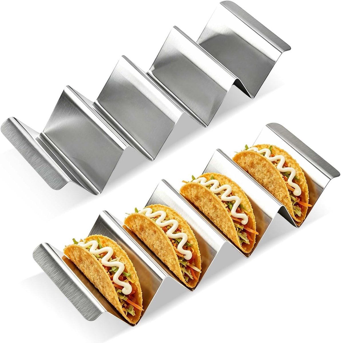 2 stuks tacohouders van roestvrij staal tacostandaard met handgreep