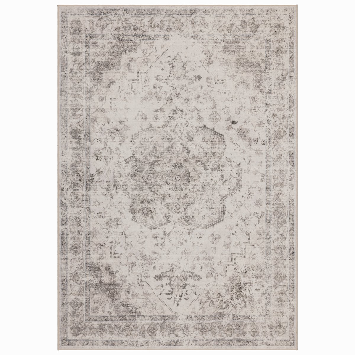 Vintage Vloerkleed Atlas Medaillon 280x370 cm - Wasbaar Antislip Beige