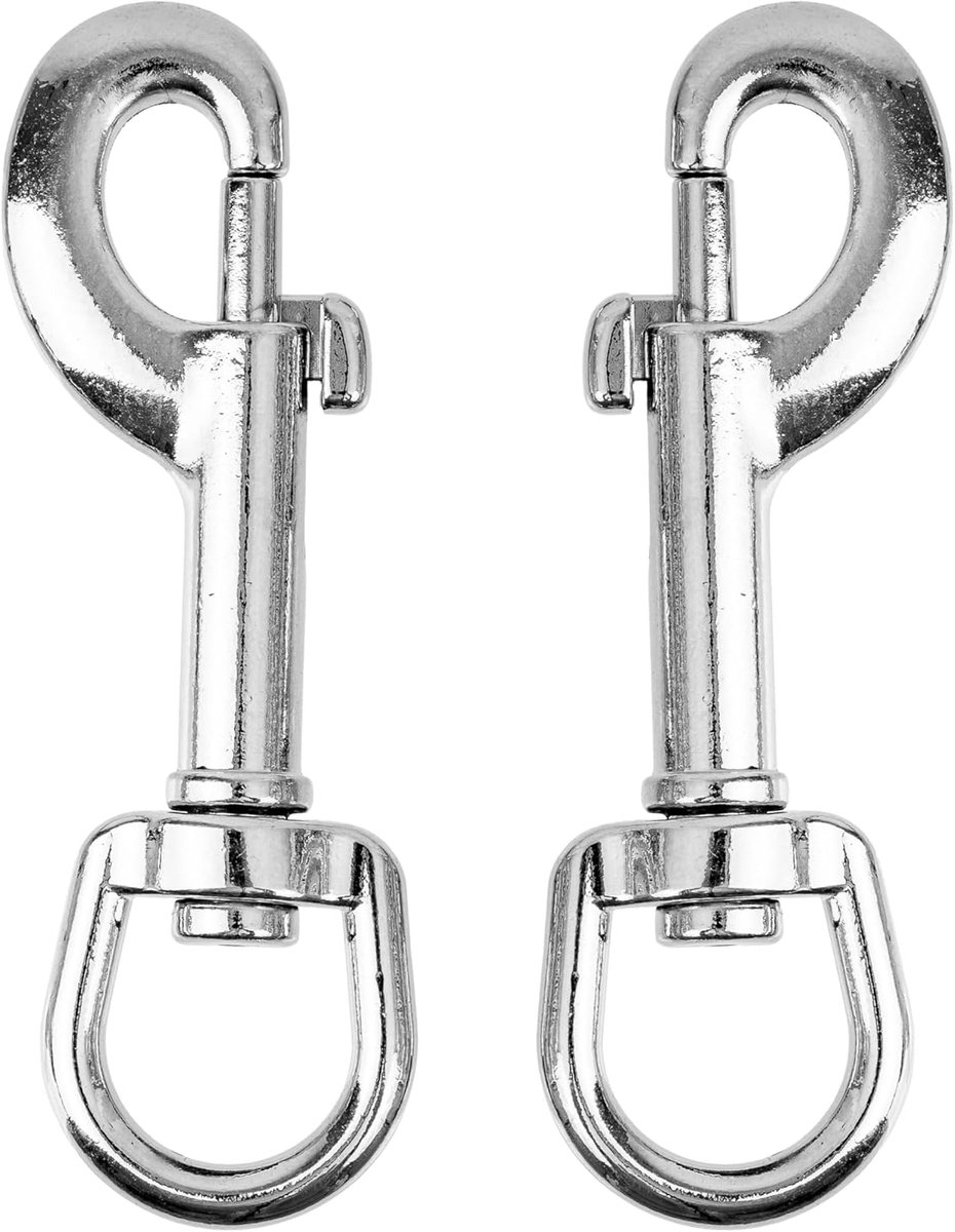 Karabijnhaak voor draaiknopen, 2 stuks, zilver, maat 5, voor hondenhalsband, hondenriem, karabijnhaak met afgeronde draaiknop, sleutelhanger, sleutelhanger, paracord draaibare kop