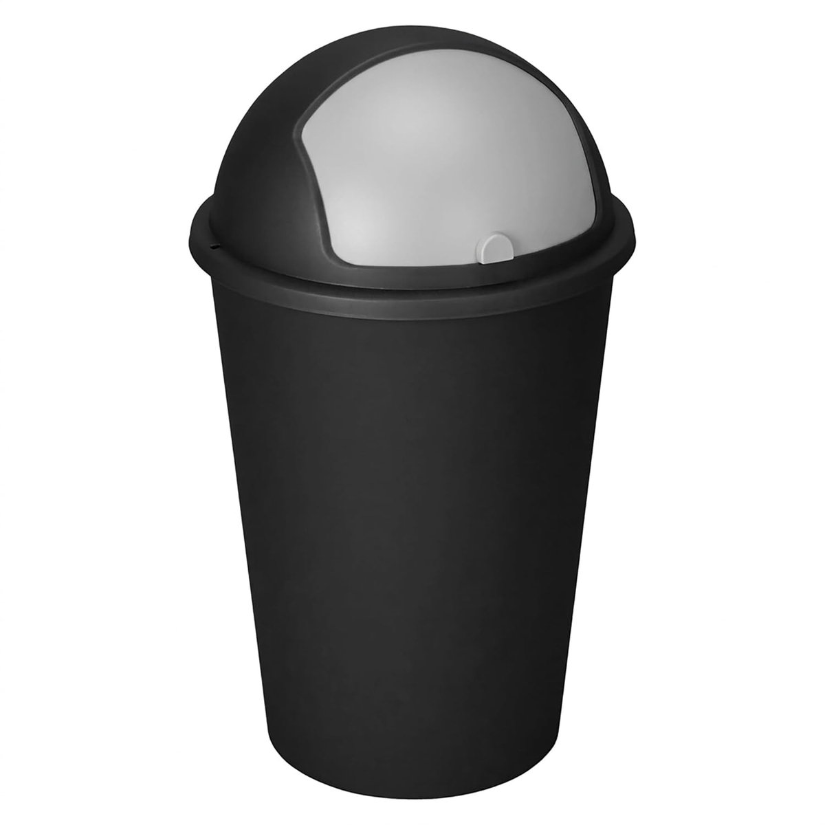 XXL Prullenbak met schuifdeksel grijs - 50 L - Ronde vuilnisbak met koepeldeksel - Eimer voor cosmetica afvalcontainer afvalemmer