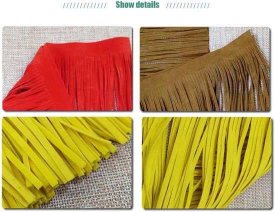 Lederen kwast franjesband, met gesneden kwastjes franjesband, gesneden franje franjesbies voor DIY jurk kleding naaien knutselen versiering accessoires, donkerbruin 100x10cm — afbeelding 2