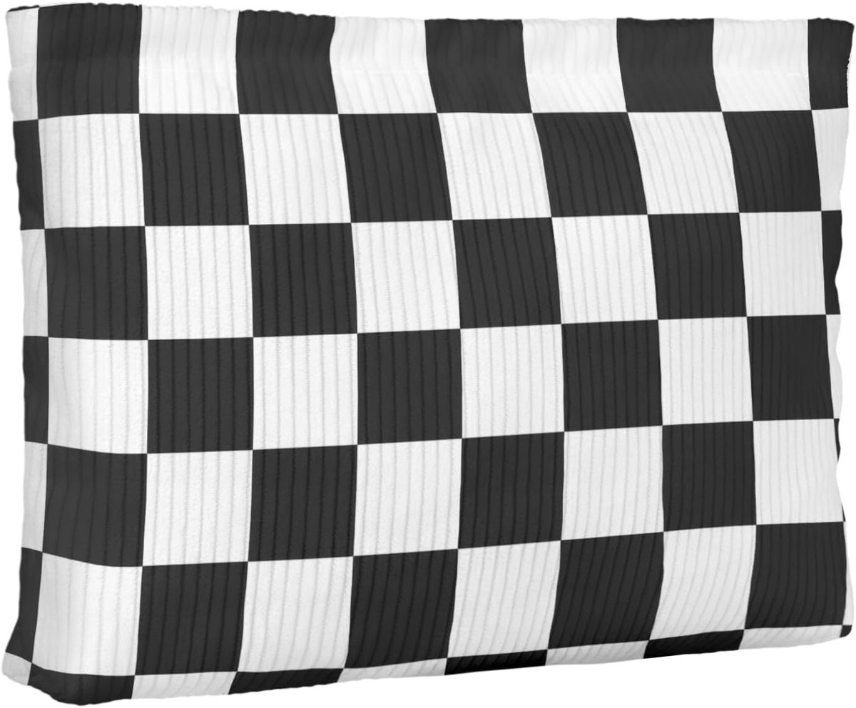Corduroy make-up tas voor vrouwen, schattige geruite draagbare cosmetische tas voor hangbag, multifunctionele lichtgewicht reizen toilettassen met portemonnee rits, Zwart-wit