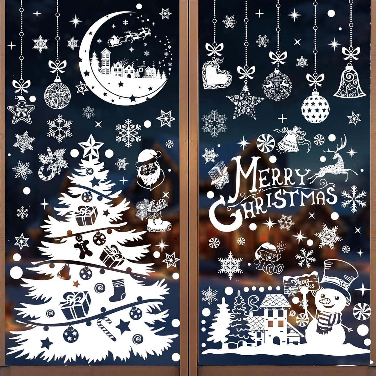 Raamafbeeldingen Kerstmis zelfklevende sneeuwvlokken raamdecoratie, herbruikbare statische kerstraamafbeeldingen, winter raamstickers sneeuwvlokken raamstickers decoratie