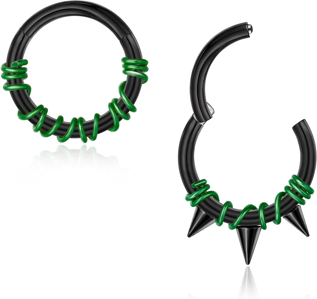 2 stuks 16 g septumpiercing zwart/staalkleur scharnier segment clicker daith piercing chirurgisch staal conch tragus rook 8 mm 10 mm
