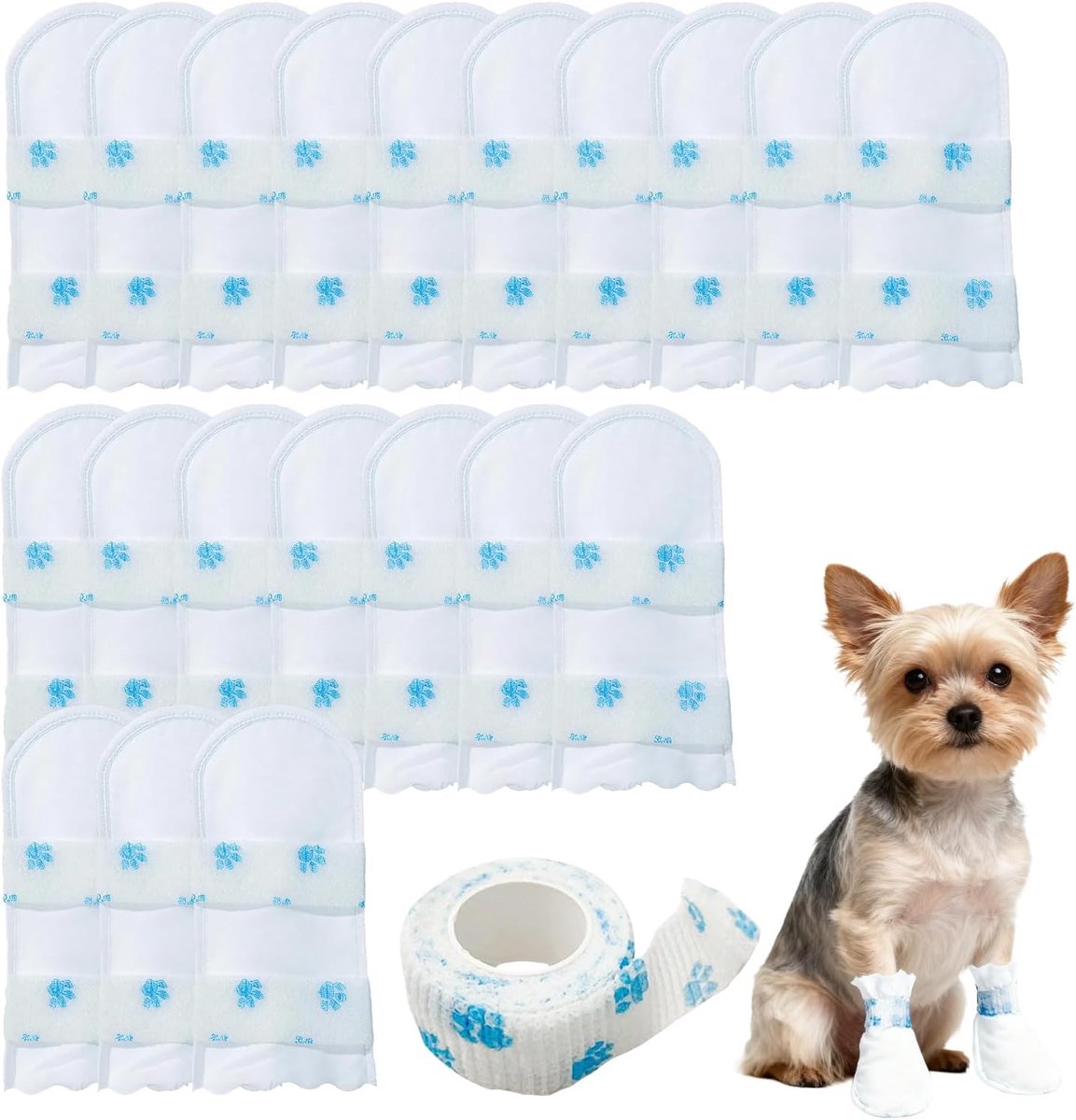 20 Wegwerp Hondensokken | Pootbeschermers Tegen Likken | Waterdichte Hondenschoenen voor Gewonde Poten | Verband voor Binnen & Buiten (S(3-8 KG))