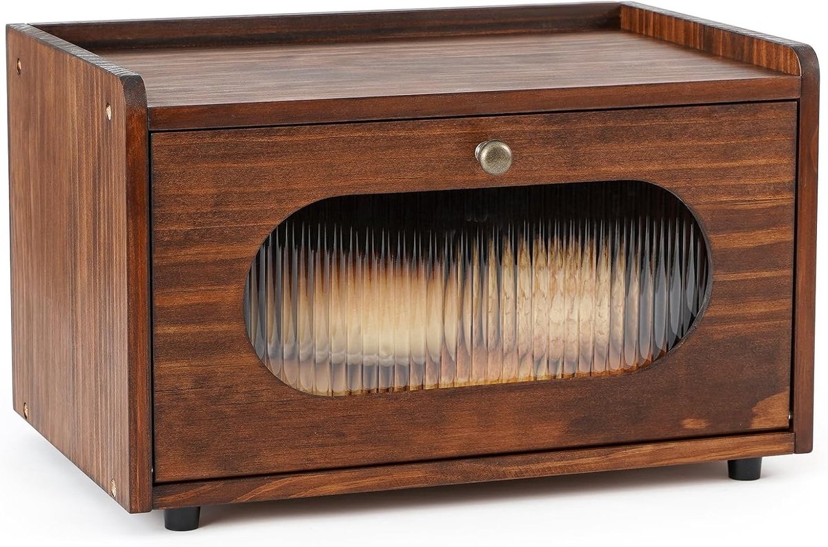 Houten Brooddoos voor Keuken - Broodopslag met Magnetische Acryl Deur - Ideaal voor Vers Brood en Bakproducten