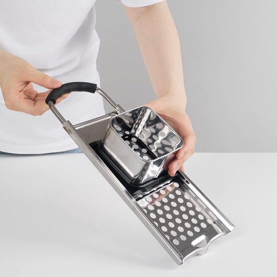 RVS rasp met opvangbak, ideaal voor het maken van spätzle, knoedels en pasta, vaatwasserbestendig, 32.8 x 10.7 x 9 cm — afbeelding 2