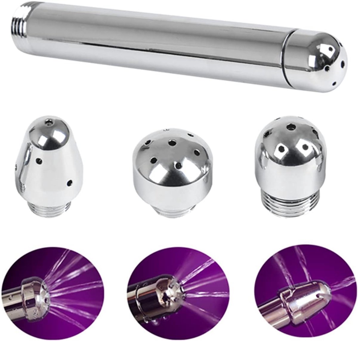 4 stuks anale douche inloop douche hoek toverstaf Enema douche anale douche anale douche - aluminiumlegering inloop anale douche met 3 douchekoppen voor vrouwen, heren en mannen klysma water