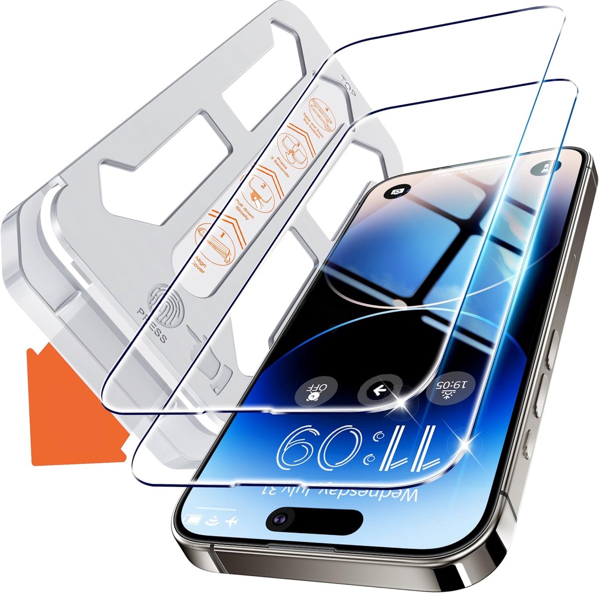 Pantserglas voor iPhone 14 Pro Max pantserbescherming (6,7 inch), 2 stuks beschermfolie, compatibel met iPhone 13/13 Pro/14, 9H hardheid, auto-stofverwijdering, anti-kras, zonder luchtbellen