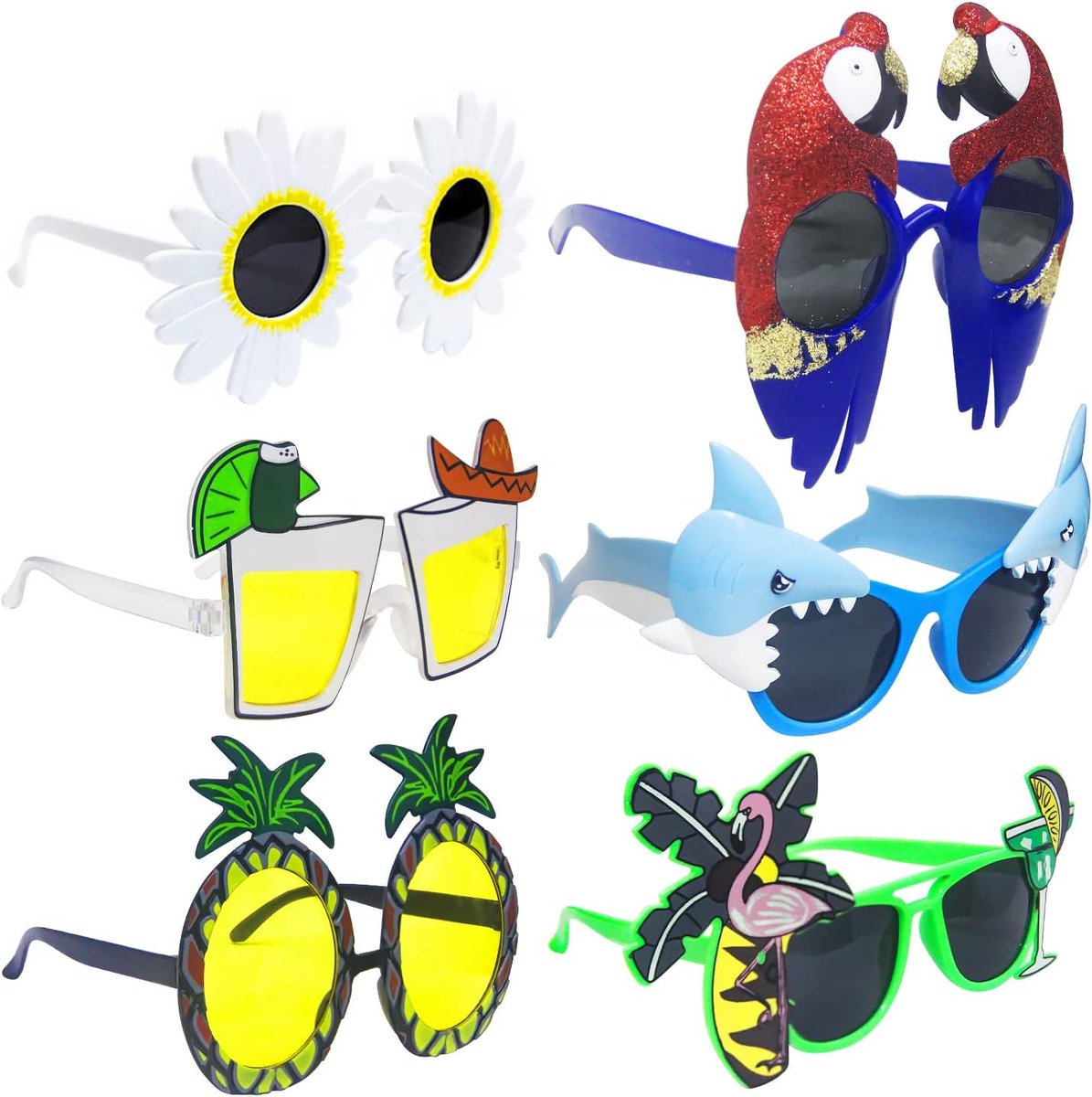 Brillen, tropische partyzonnebril, Hawaïaanse partybrilset voor zomerfeesten, accessoires, strandzwembad, themadecoraties, foto-rekwisieten