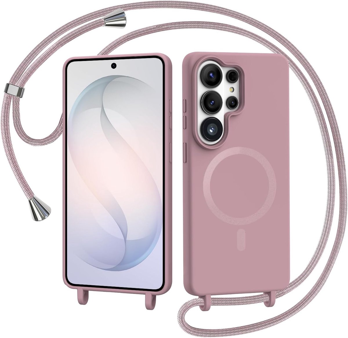 Hoes voor Samsung Galaxy S26 Ultra met trekkoord [compatibel met MagSafe] hoes met trekkoord nekband draagbare siliconen anti-schok TPU anti-schok hoes