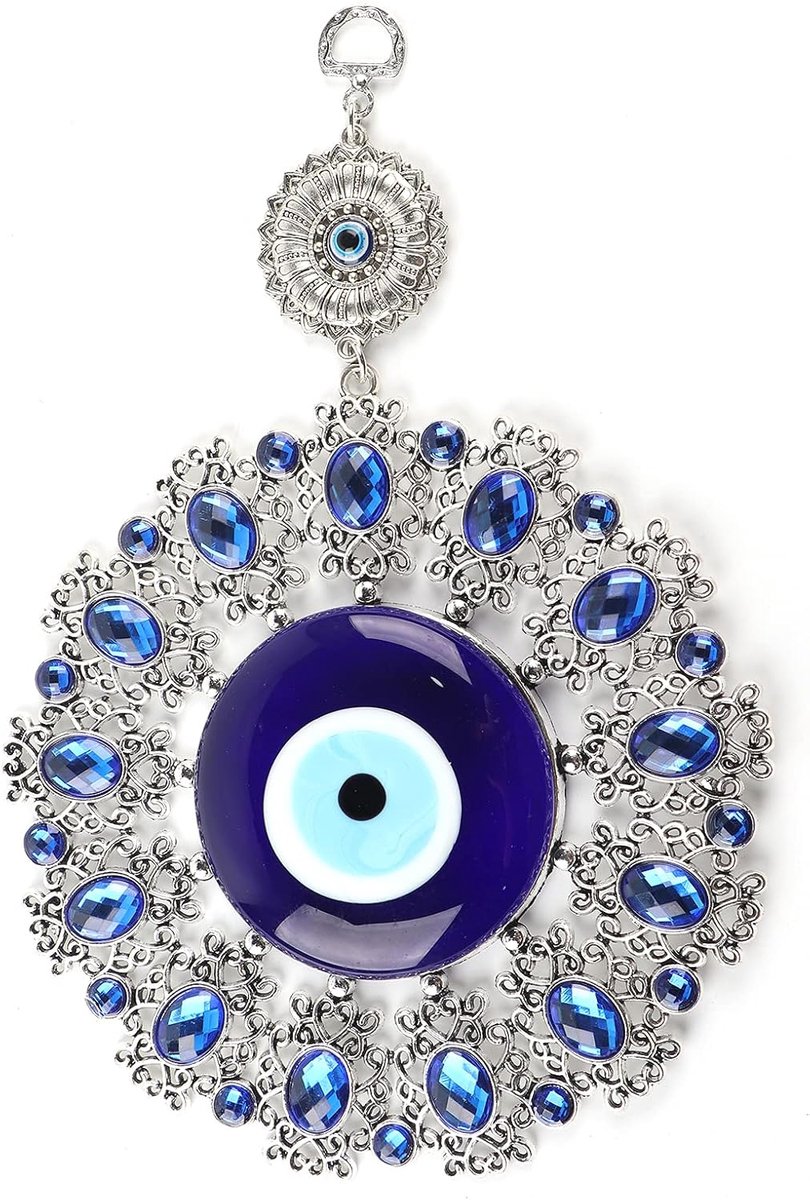 Evil Eye Wall Hanging Ornament – Turkish Glass Amulet for Blessing and Good Luck – Handmade Nazar Boncuk Decor for Home, Office, and Spiritual Gift Giving