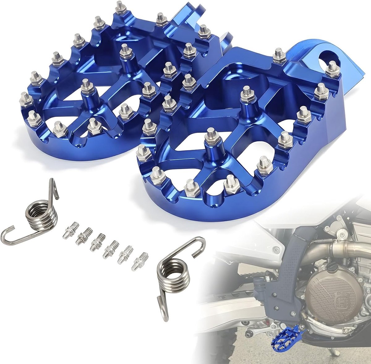 Voetsteunen voor HQV en Husky TC/TE/FC/FE/FS 65-501cc, Enduro Blauw