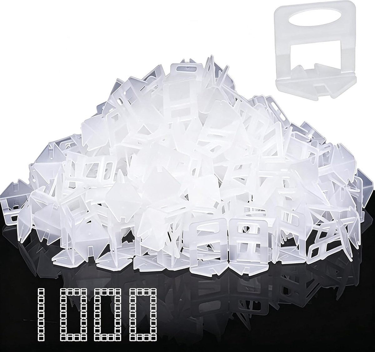 1000 Standaard Tegeltabs voor Nivellering, Voorkom Ongelijkheden, Laying Aid voor Tegels, Geschikt voor Voegen van 1.5 mm en Hoogte van 3-12 mm