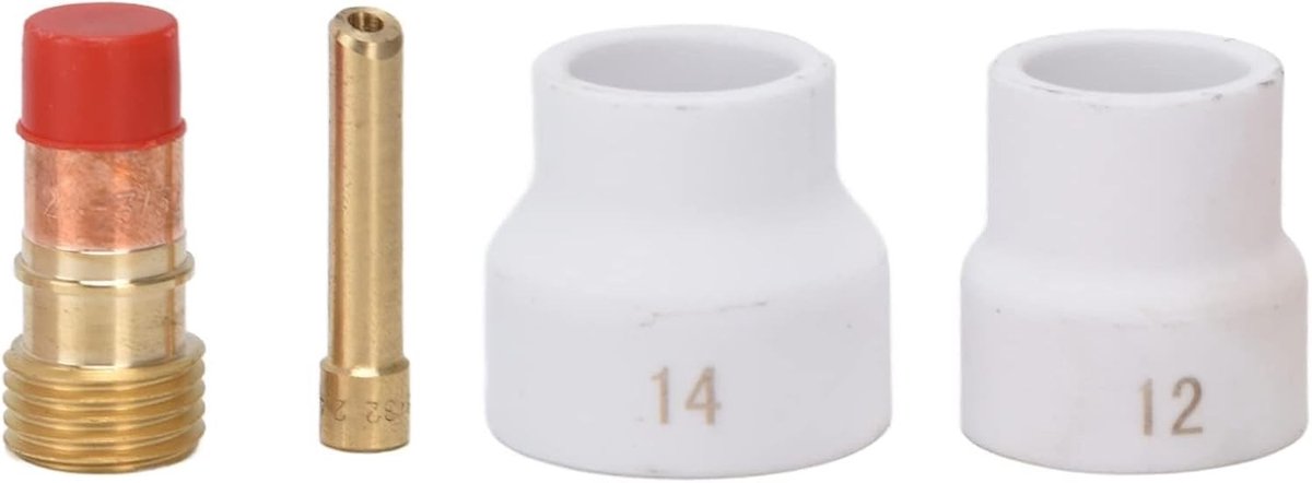 4 Stuks TIG Gas Lens Kit met Witte Keramische Mondstukken en Elektrodehouder voor Lassen WP 17 18 26 Accessoires