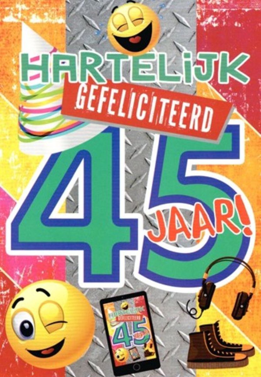 Verjaardagskaart leeftijd | Wenskaart | 10 stuks | Van harte 45 jaar