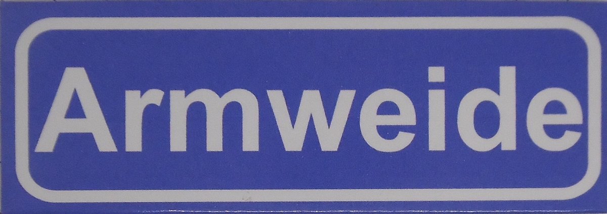 Souv© - koelkast magneet - plaatsnaam bord - kombord - souvenir - koelkastmagneetje - relatiegeschenk Armweide
