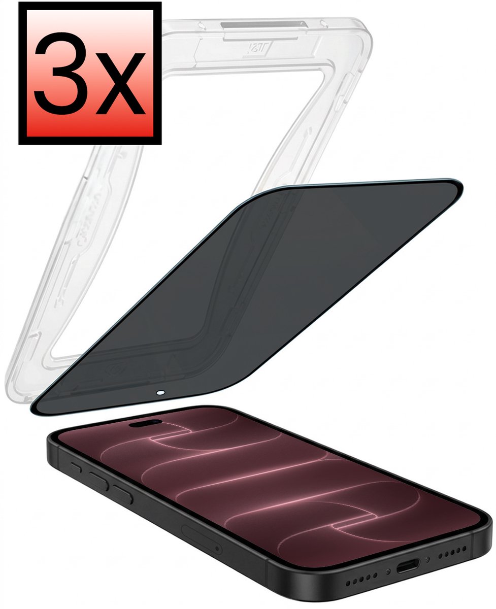 Screenprotector - 3 Stuks - Geschikt voor Apple iPhone 18 Pro - Met Installatie Kit - Anti Spy - Beschermglas - Flexibel Glas - Tempered Glass - Screen Protector - Inclusief Montage Frame - Buigbaar Hybrid Bescherm Cover
