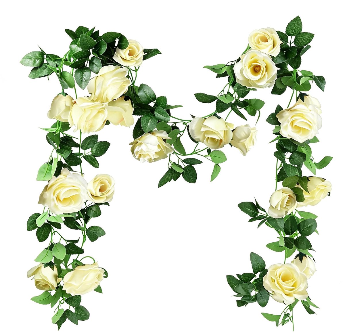 Kunstslinger 2 m met witte rozen - decoratieve bloemen - perfect voor feestelijke gelegenheden - Luxento