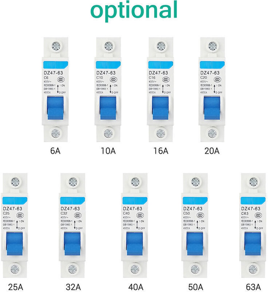 DZ47-63, 40A - 40A, Micro 3-polige/1-polige 400V DIN-rail gemonteerde aardlekschakelaar