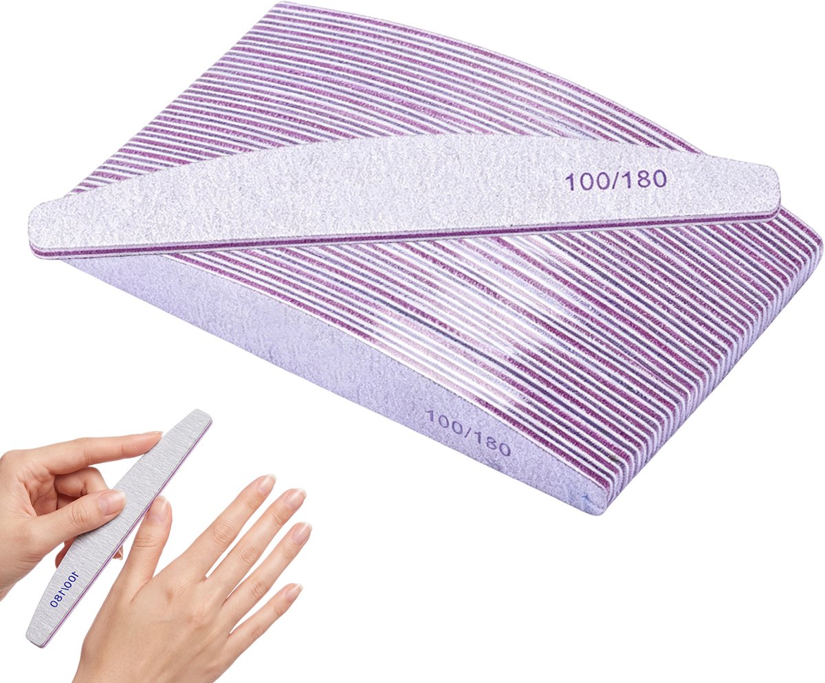 Fokelyi Professionele Nagelvijlen Set- 50 Stuks - Nail File -100/180 Grit -Nagelvijl -Voor Acryl, Gel & Natuurlijke Nagels - Nagelverzorging - Voorkomt Splijten en Haakjes