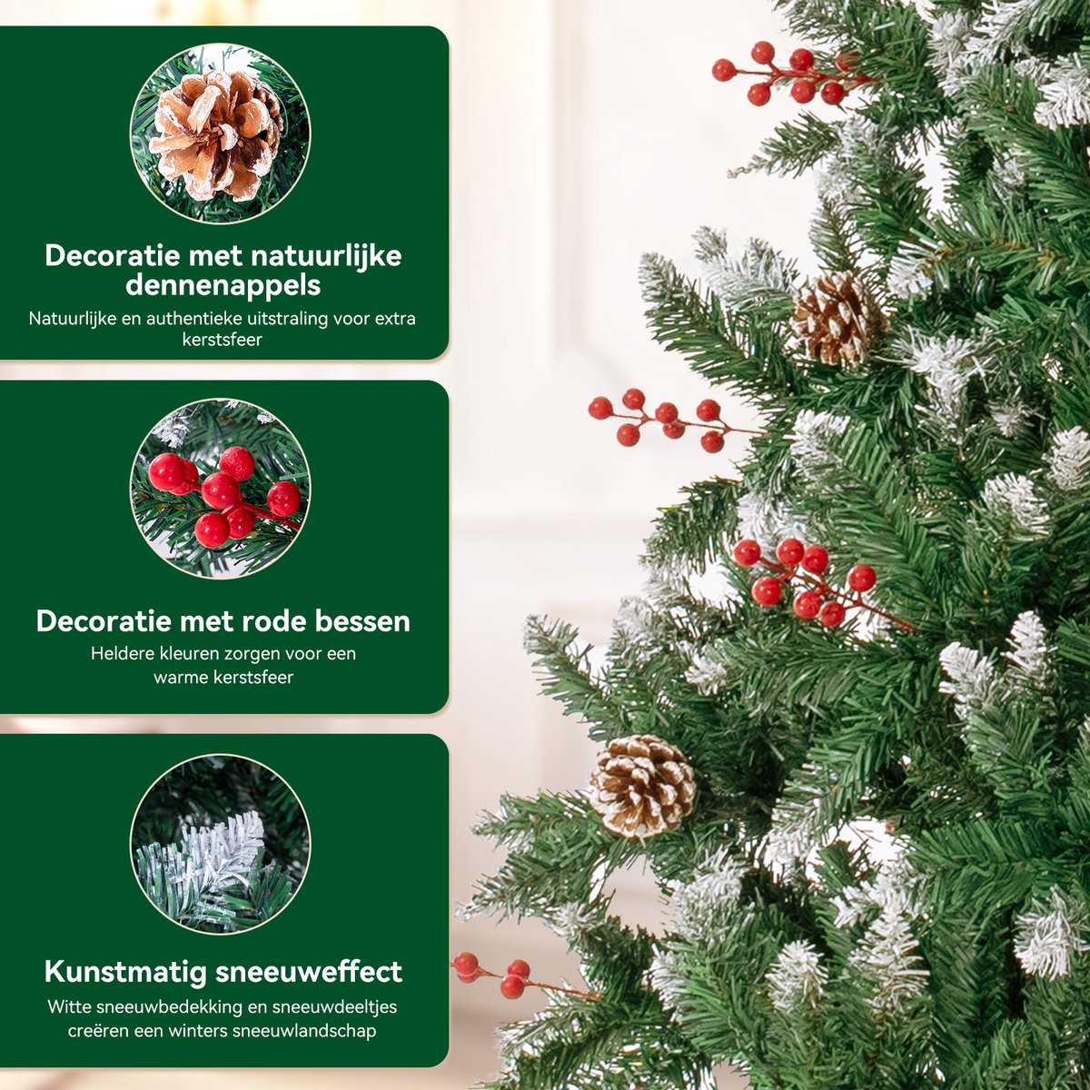 HOMAVO 180cm Kunstkerstboom – Kerstboom 180cm, geschikt voor thuis, tuin, winkelcentra, hotels, feesten en andere kerstgelegenheden. – foto 4