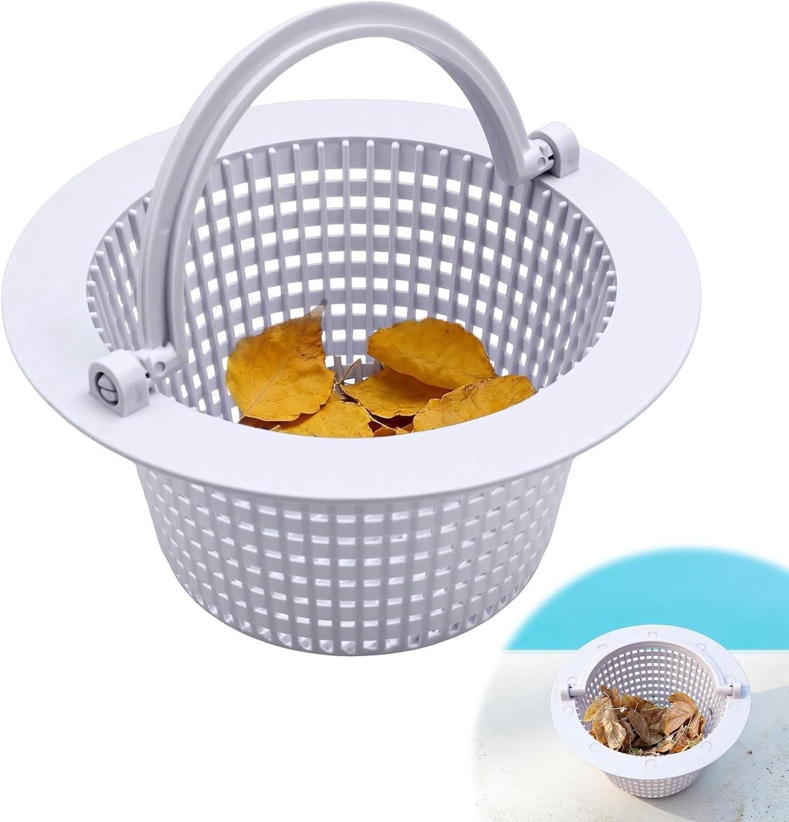 Skimmermand 16 cm voor zwembadreiniging, vervangbare skimmer met handvat voor eenvoudig verwijderen, effectief filteren en schoonhouden van uw zwembad