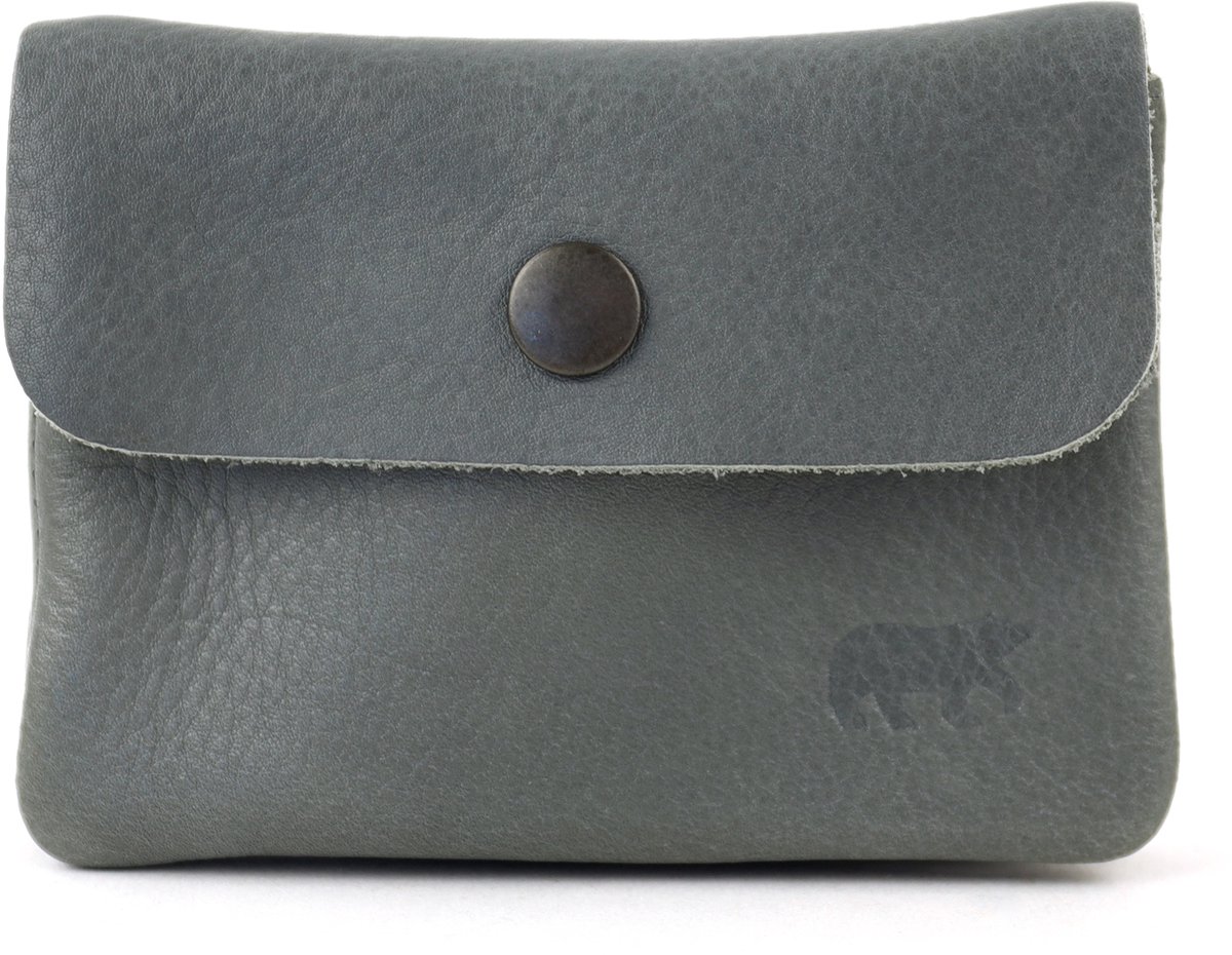 Bear Design Pietje Leren Portemonneetje - Charcoal