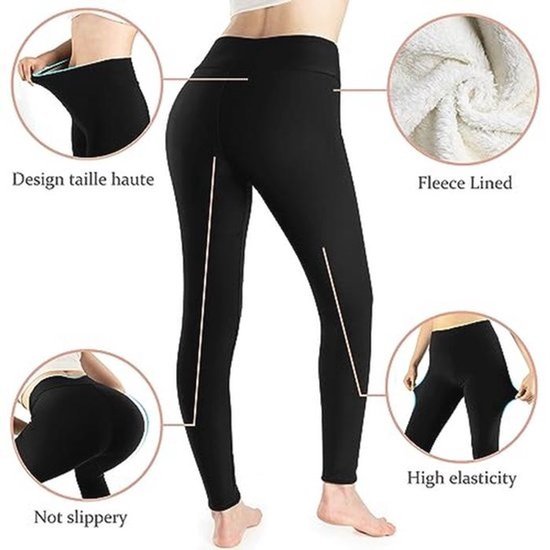 Hoge Taille Thermische Leggings voor Dames - Warme Fleece Legging voor Buitenactiviteiten en Sport — afbeelding 3