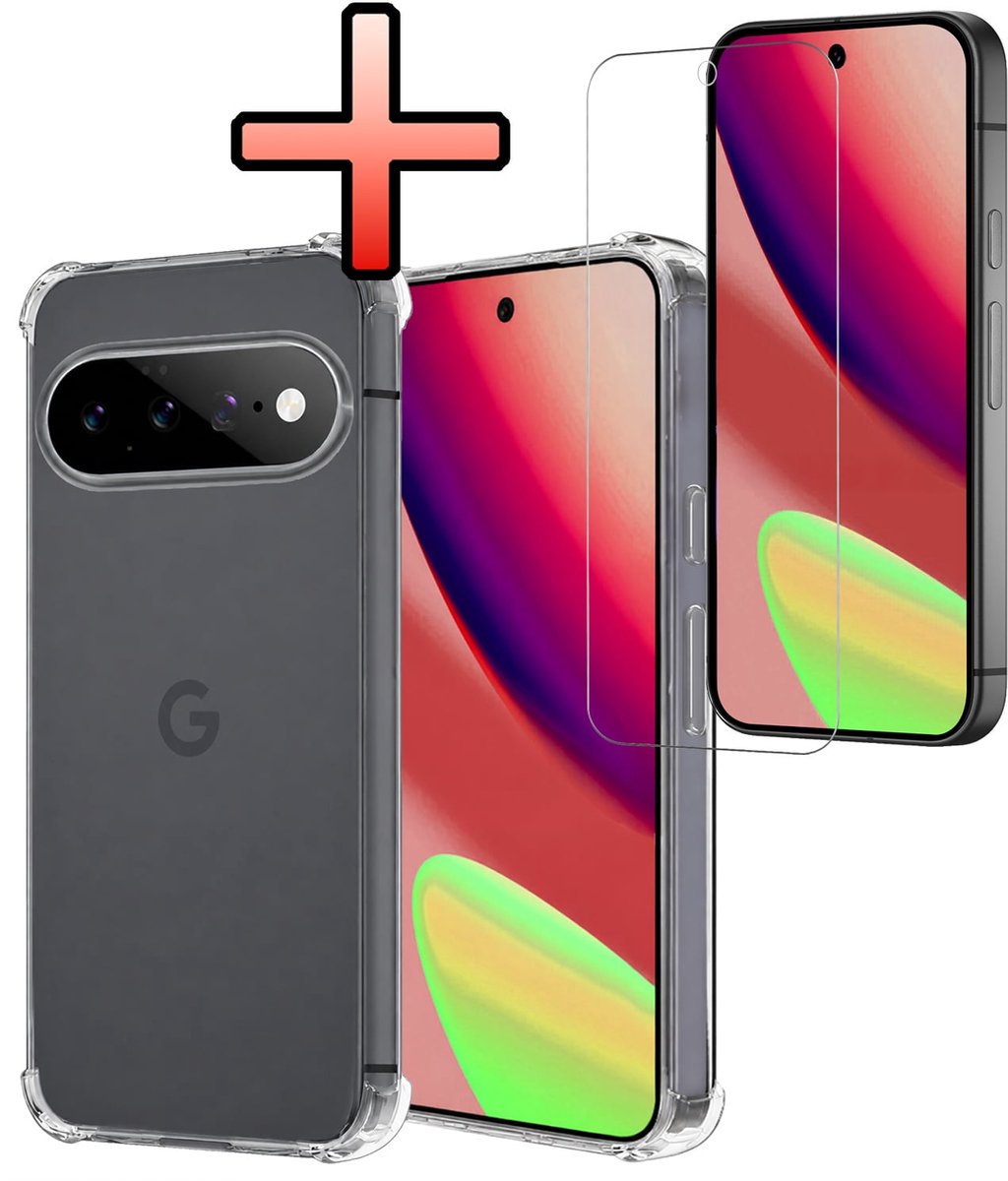 Hoesje - Met Screenprotector - Geschikt voor Google Pixel 11 Pro XL - Sterk & Shockproof - Siliconen Case - Back Cover - Telefoon Hoes - Shock Proof - Transparant