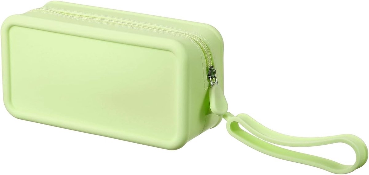 Siliconen make-uptas, vierkante waterdichte organizer voor dames, 7 inch, groot, groen, ideaal voor cosmetica en accessoires