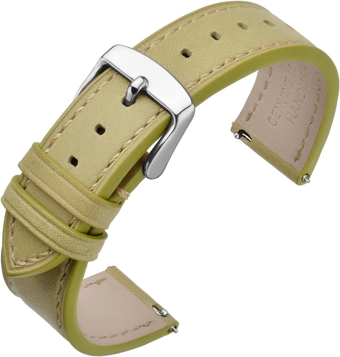 Leren horlogeband met snelle bevestiging, vervangband voor 16-22 mm horloges met metalen sluiting