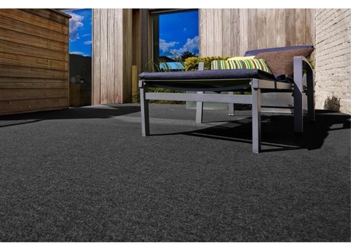 Kunstgras outdoor waterdoorlatend grastapijt - weerbestendig drainage noppen - uv-bestendig - voor balkon en tuin - antraciet - 133 x 300 cm Tuintapijt