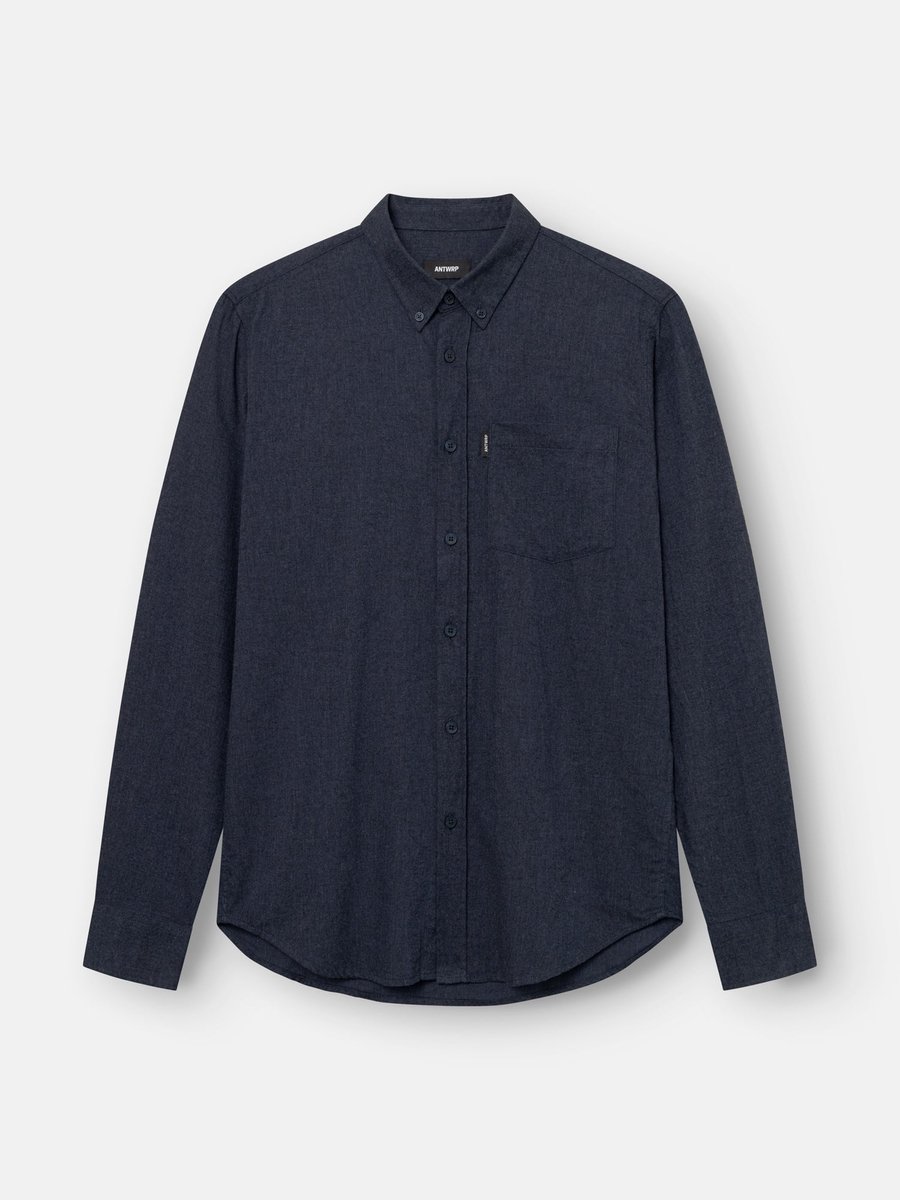 Antwrp hemd donkerblauw met button-downkraag en borstzak voor heren - L (40)
