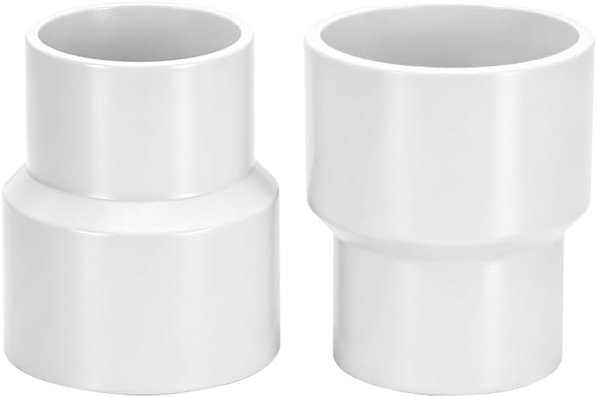 (50 tot 40 mm) 2 stuks PVC-aansluiting verloopstuk 50 x 40 mm voor water | PVC wateradapter, pijpverloopstuk, voor sanitair en gebouw, wit.