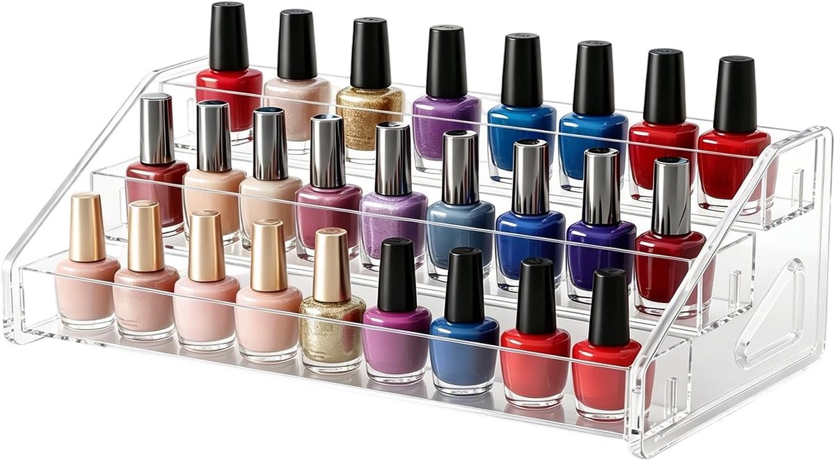 Nagellakrek met 3 niveaus, transparante acryl nagellakhouder | Transparant acryl nagellakrek, nagellakstandaard, doorzichtige nagellakstandaard voor lippenstift, kleine cosmetica's