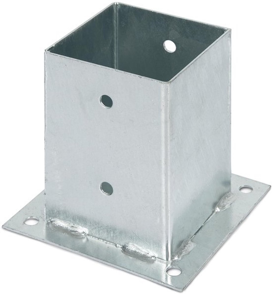 Opschroefbare Voetplaat - Paalhouder - Houten Palen Bevestigen - Thermisch Verzinkt Staal - 101 x 101 mm - Zilver