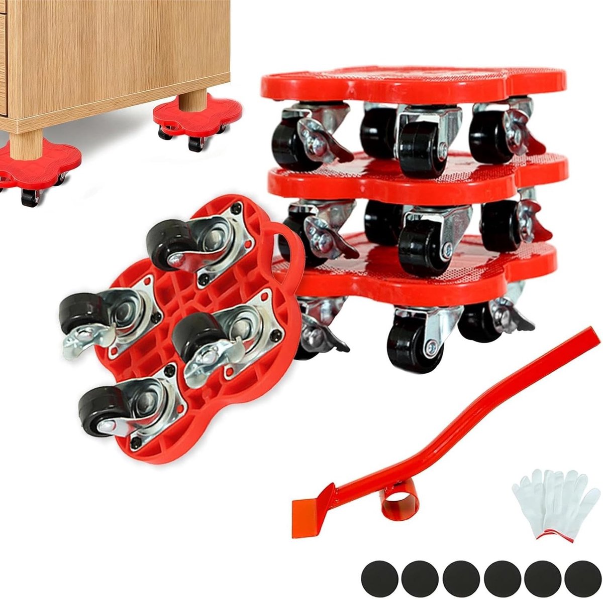 Zware meubelwielen met rem voor meubels en apparatuur tot 500 kg - 4 stuks