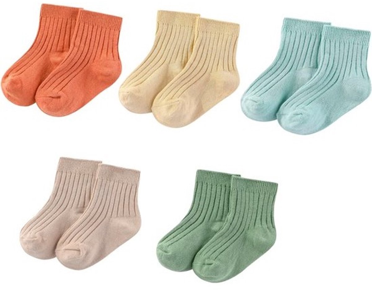 5 Paar Baby Sokken Katoen - Enkelsokken voor Jongen en Meisje - Comfortabel voor Pasgeboren en Peuter