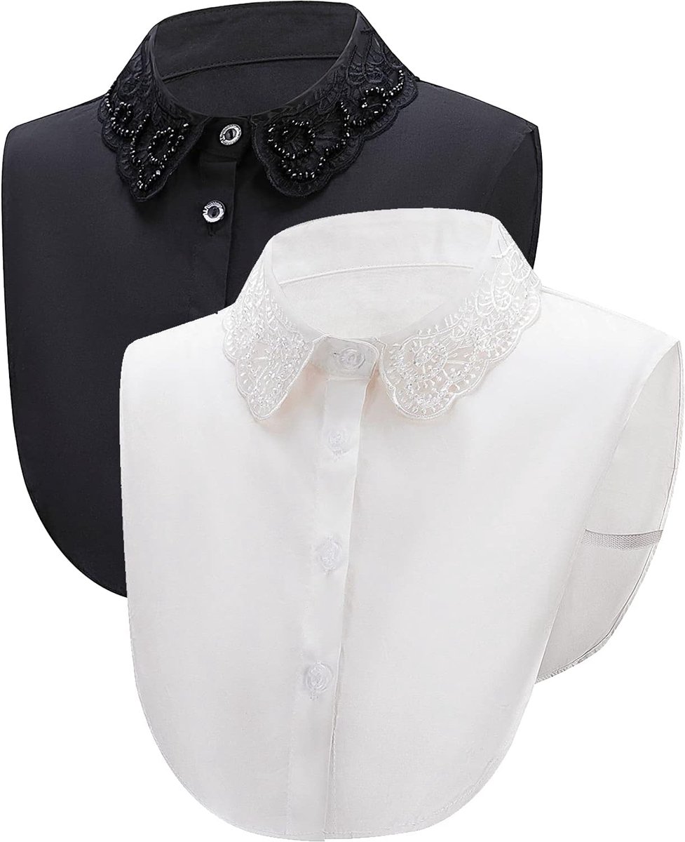 2 stuks kraaginzetstukken voor dames, elegante kraag, afneembare halflange hemdkraag, blousekraag, afneembare kraag voor trui, blouses, jurken